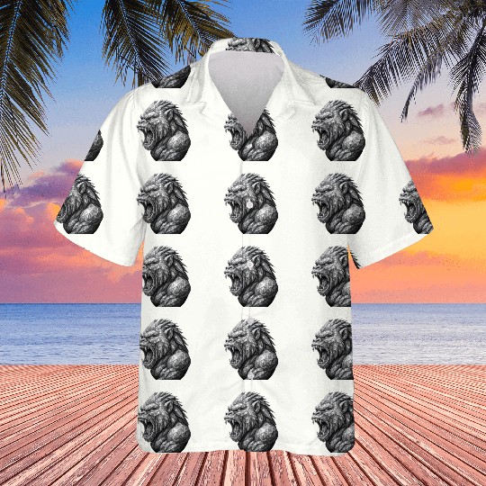 Fierce Geometric angry monkey Hawaiians
