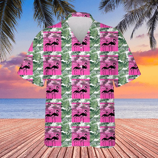 Flamingo Friend – Retro Animal Life Design Hawaiians