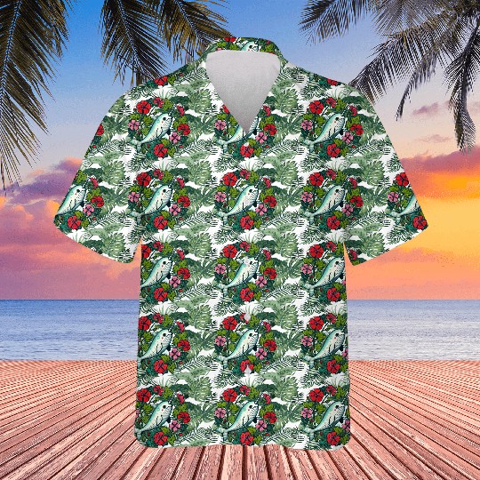 Whimsical Narwhal Amid Floral Bloom Hawaiians