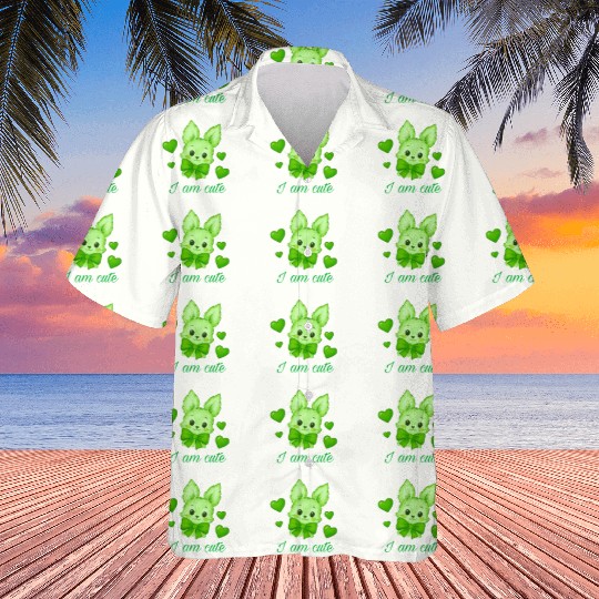 Cute Green Bunny with Bow – Kawaii Animal Design Hawaiians