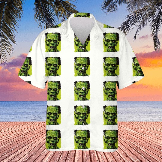 Green Zombie Halloween Monster Horror Design Hawaiians