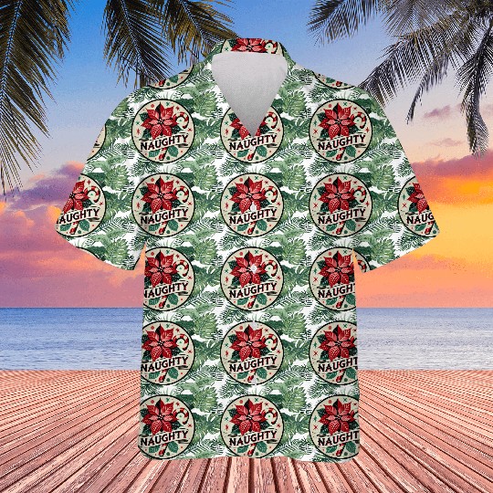 Festive Poinsettia Naughty Holiday Design Hawaiians