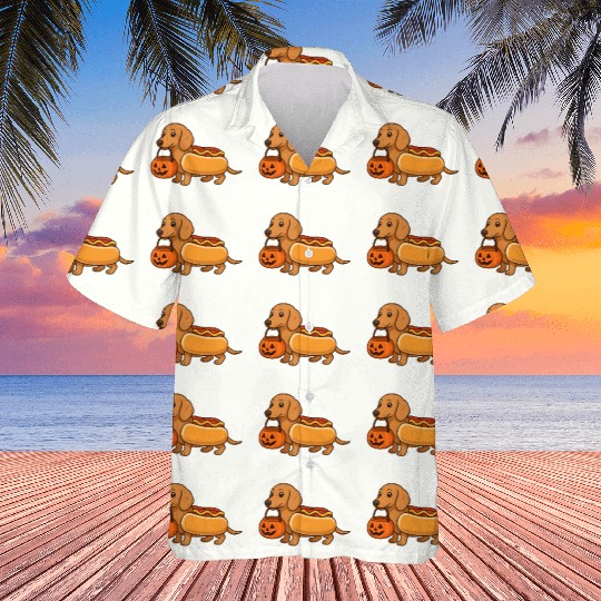 Hot Dog Dachshund Halloween Hawaiians
