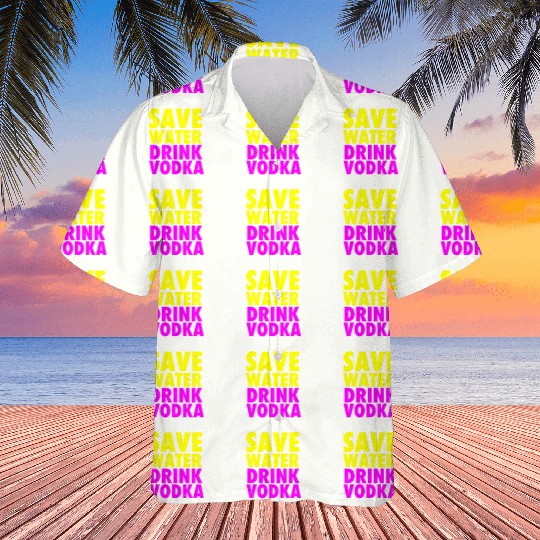 Save Water Drink Vodka Neon Party Design Hawaiians
