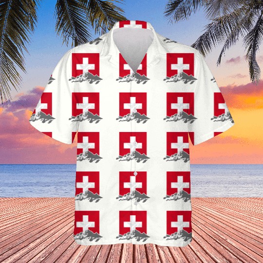 Switzerland - Swiss Flag & Mountains Hawaiians
