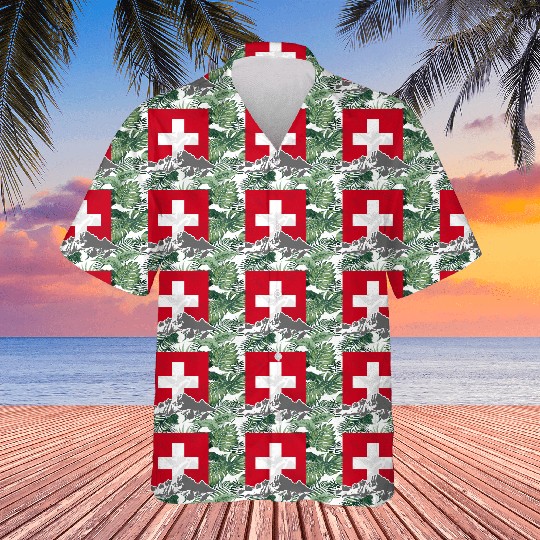 Switzerland - Swiss Flag & Mountains Hawaiians