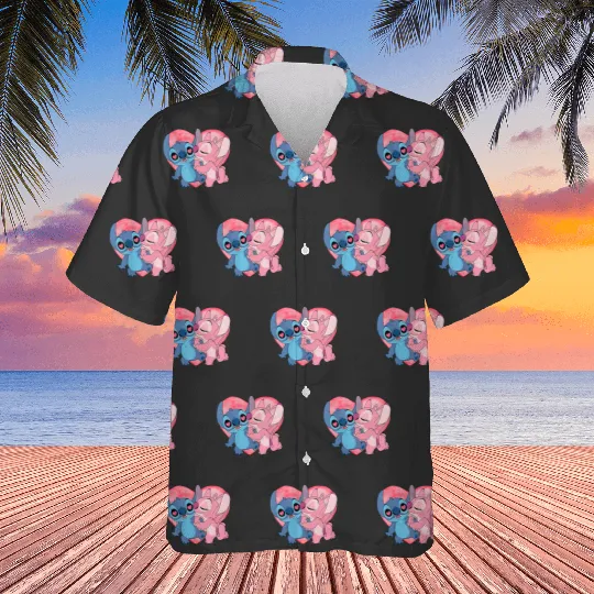 Disney Stitch And Angel Valentine's Day Hawaiians, Lilo and Stitch Valentine Couple Hawaiians