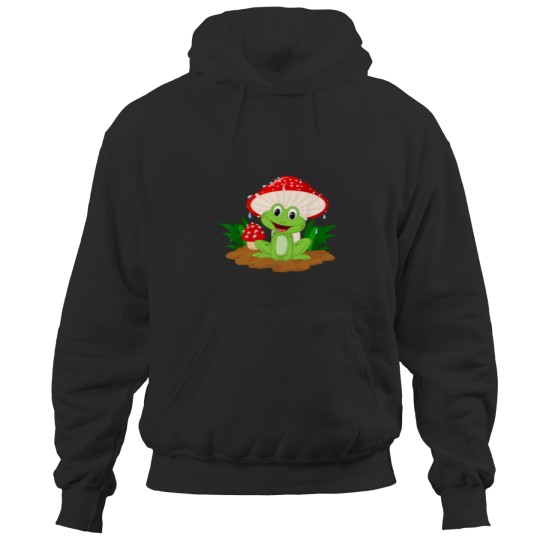 Cottagecore Frog Aesthetic Cute Frog With Mushroom Mycology 3 Hoodies