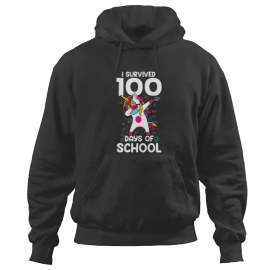 Discover Unicorn I Survived 100 Days Of School Teacher Kids Hoodies
