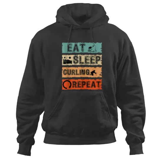 Eat Sleep Curling Repeat Sports Cycle Trends Gift Hoodies