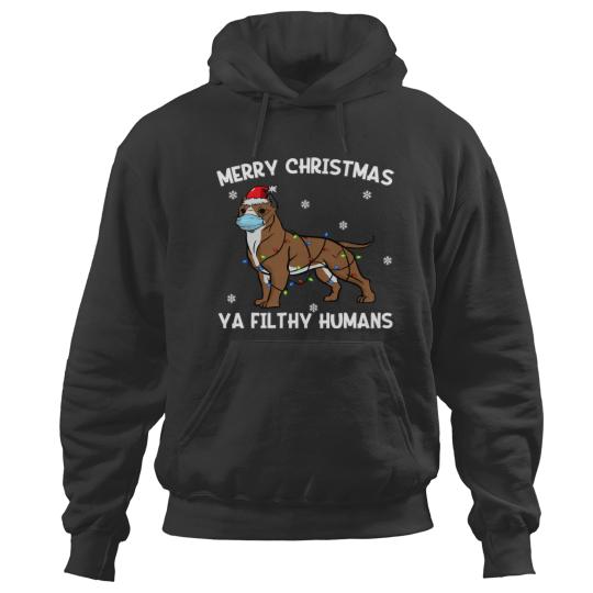 Discover Merry Christmas Pitbull Wearing Face Mask Dog Hoodies