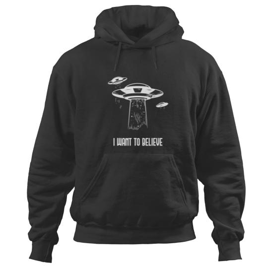 I Want to Believe UFO Aliens TV Retro 90s Alien Abduction Hoodies