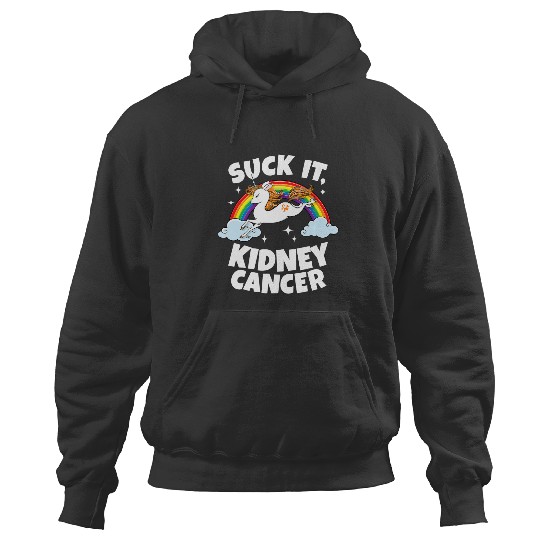 Discover Suck It Kidney Cancer Funny Quote Unicorn Rainbow Hoodies
