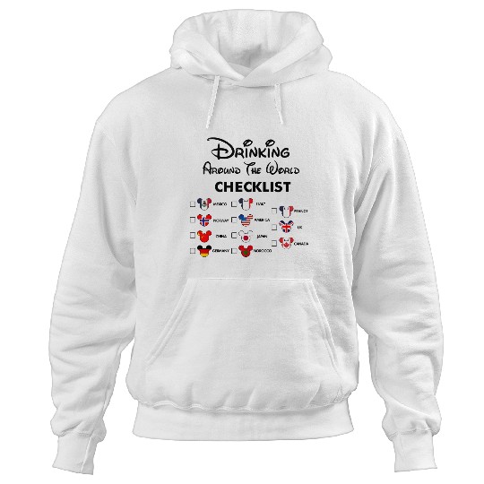 Mickey Beer Minnie Front and Back, Epcot Drinking Around The World , Drinking Around the world checklist, Disney Couple s Hoodies