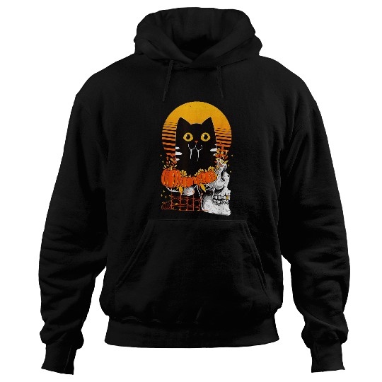 Halloween vampire black creepy pumpkin cat Hoodies