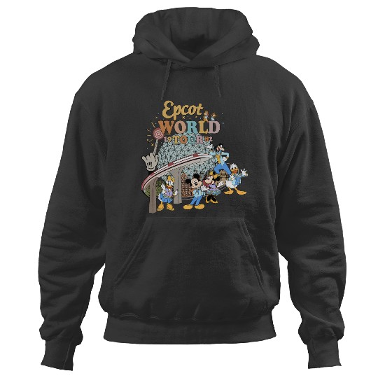 Disney Epcot World Tour Hoodies, Retro Disney Epcot Hoodies, Mickey And Friends Mickey