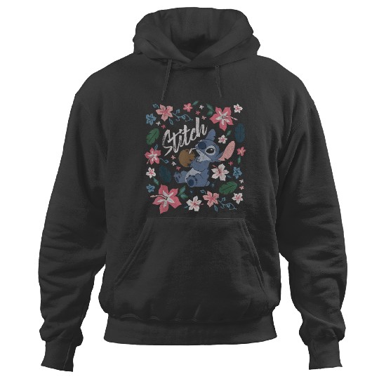 Discover Disney Lilo Stitch Floral Stitch Coconut Portrai Hoodies