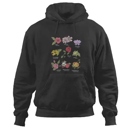 Vintage Disney Princesses Types Of Flowers Hoodies Vintage Floral Hoodies, Disney Trip Hoodies