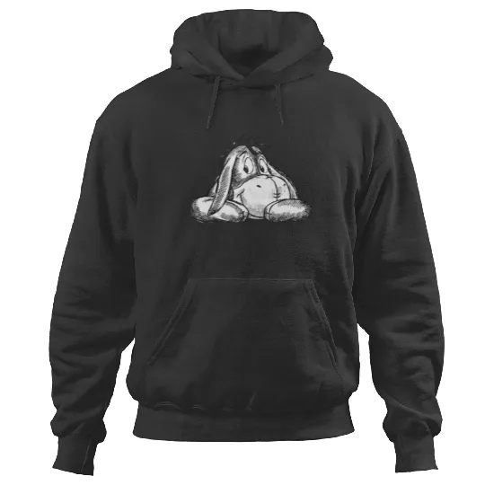 Disney Winnie The Pooh Cute Eeyore Portrait Sketch Hoodies, Disneyland Vacation Trip Hoodies
