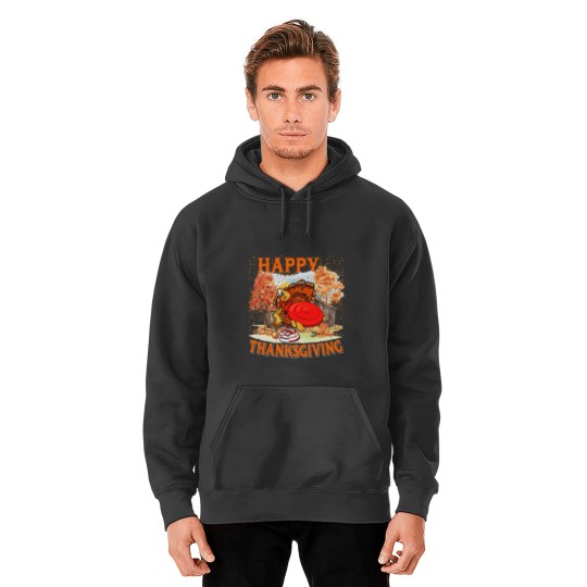 Lacrosse Gift Happy Thanksgiving Turkey Playing Disc Golf Player Fall Tree Hoodies