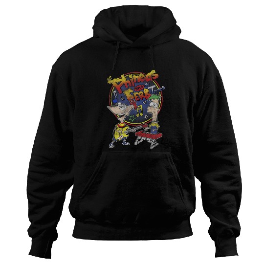 Disney Phineas And Ferb-Tones Distressed Band Logo Hoodies