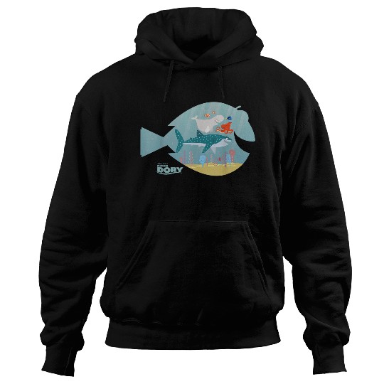 Disneyss Pixars Finding Dory Fish Frame Adventure Crew Logo Hoodies