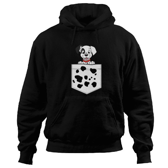Disney 101 Dalmatians Patch Puppy Dotted Pocket Logo Hoodies