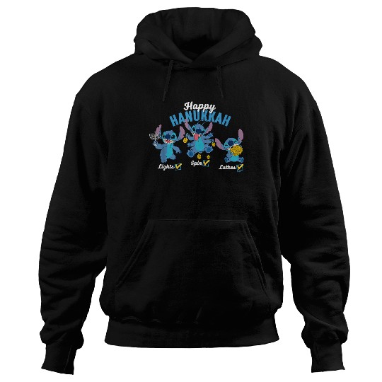 Disney Lilo & Stitch Happy Hanukkah Lights Spin Latkes T-Shirt Hoodies