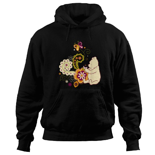 Disneyss Winnie The Pooh Cute Pooh And Cupcake Floral Logo Hoodies