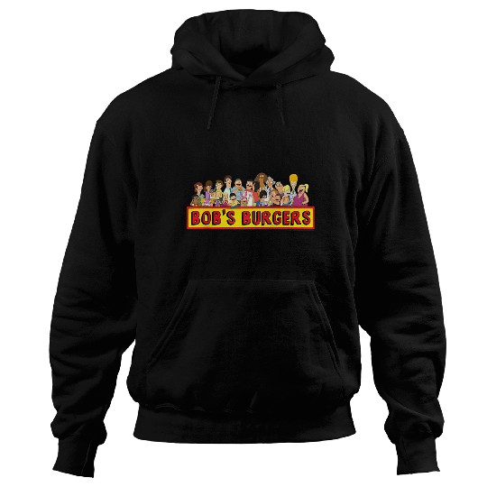 bobs burgers all characters group shot logo raglan baseball Hoodies