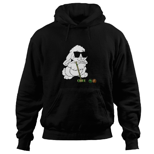 Funny Rabbit Wearing Sunglasses Playing Croquet Hoodies