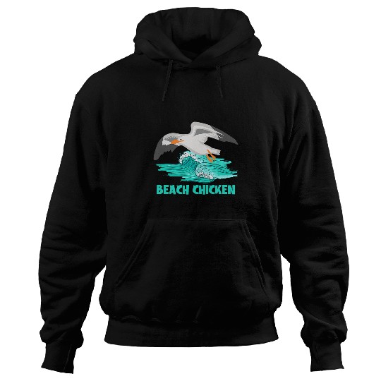 Beach Chicken Novelty Garment With Cute Seagull Illustration Hoodies