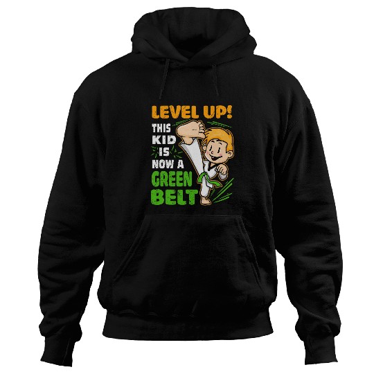 Level Up This Kid Is Now Green Belt Funny Karate Kata Boys Hoodies