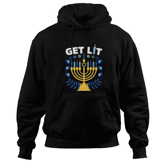 Funny Ugly Hanukkah Sweater Lets Get Lit Menorah 298 Hoodies