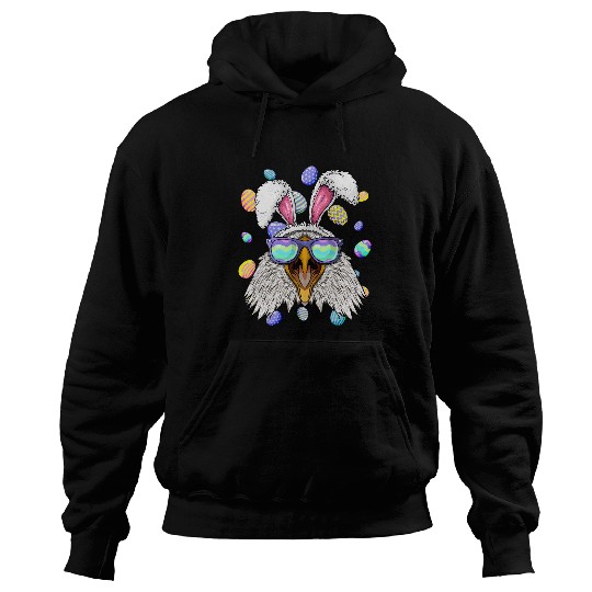 Bald Eagle Easter Bunny Ears Funny Easter Eggs Hunting Hoodies