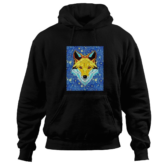 Fox Lover Starry Night Animal Face Mandala Fox Hoodies