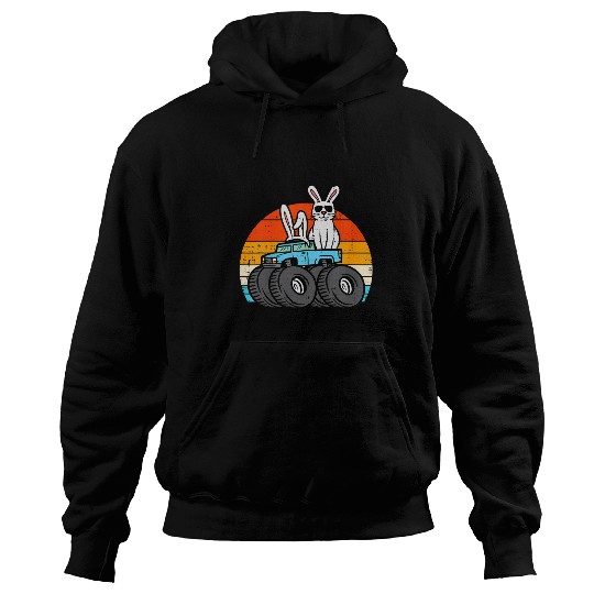 Easter Bunny Rabbit Monster Trucks Retro Boys Kids Toddler Hoodies