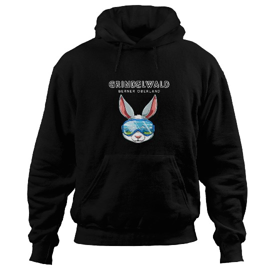 Grindelwald Bernese Oberland Switzerland Retro Ski Bunny Hoodies