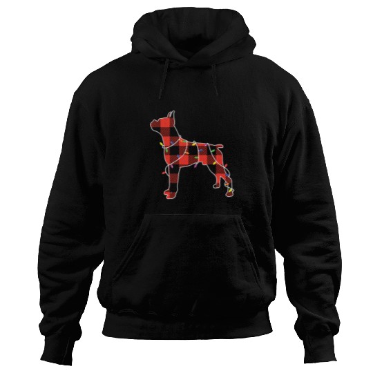 Bully Dog Christmas Light Red buffalo plaids Pitbull Funny Dog 152 Pitbull Dog Hoodies