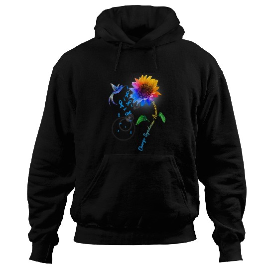 Charge Syndromes Awareness Blue Sunflower Hummingbird Hoodies