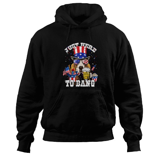 Beer Just Here To Bang Basset Hound Dog Beer Funny 4th Of July Hoodies