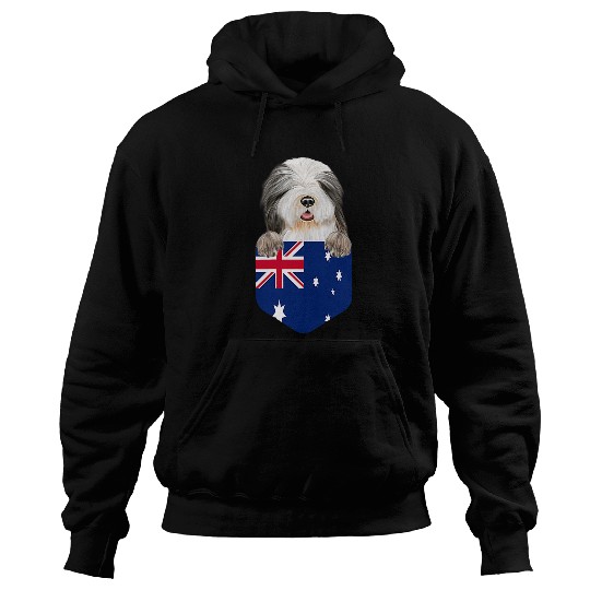 Australia Flag Bearded Collie Dog In Pocket Hoodies