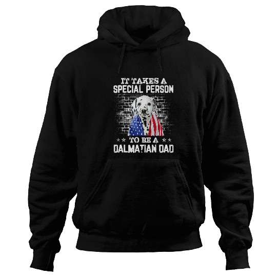 Dalmatian Dad With Proud American Flag Dog Fathers Day Dalmatians Dog Hoodies