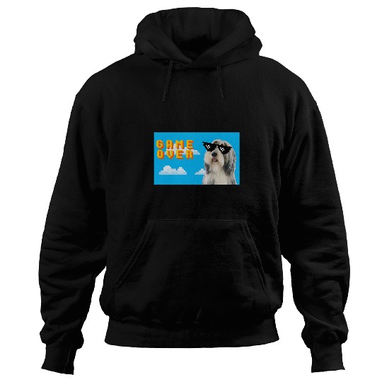 8Bit Game Over Bearded Collie Hoodies