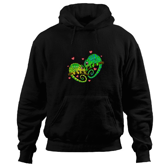 Chameleon Lover Couples Love Hearts Retro Style Valentines Day Hoodies