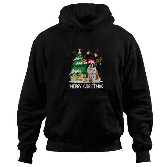 Dog Saint Bernard Christmas Lights Tree Santa xmass PajamasDog Hoodies