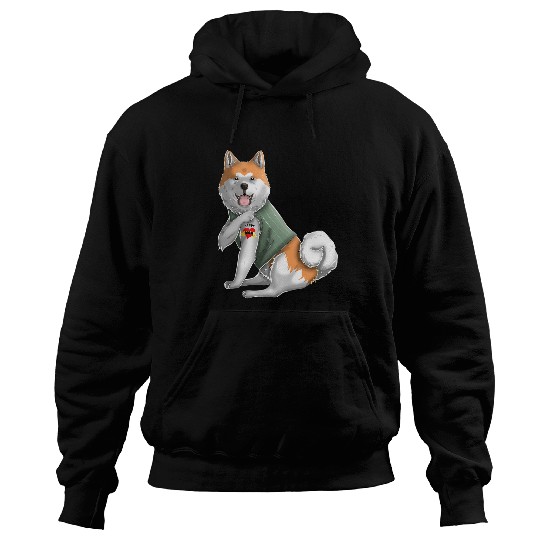 Dog Akita Inu I Love Mom Tattoo Dog Funny Mothers Day Hoodies