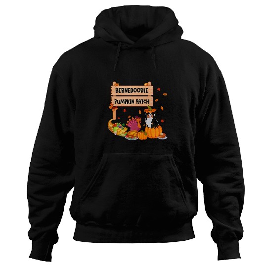 Bernedoodle Pumpkin Patch Thanksgiving Dog In Pumpkin Turkey Hoodies