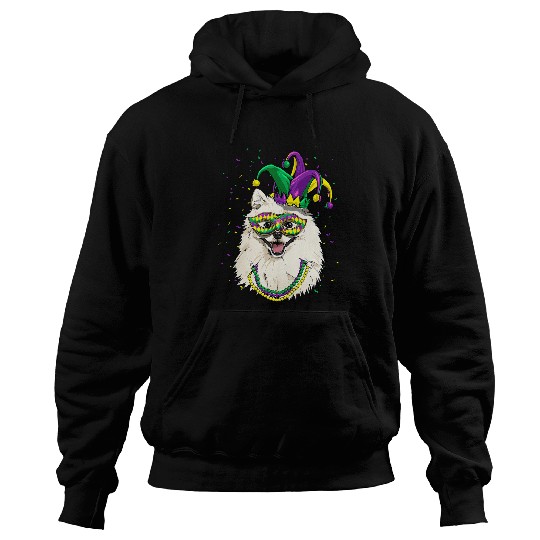 American Eskimo Dog Lover Cute Mardi Gras carnivals Jester Hoodies