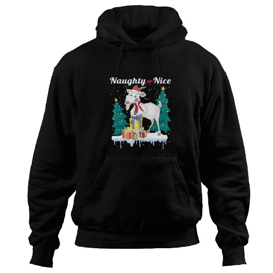Funny Goats Naughty Or Nice Merry Christmas Women xmass Santa Claus Goats 203 Hoodies